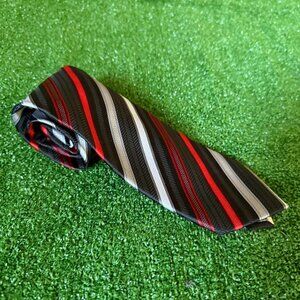 George Black & Red Diagonal Stripes Retro Style Classic Neck Tie Size OS